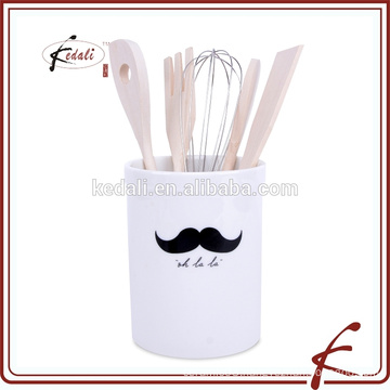 moustache design ceramic utensil holder